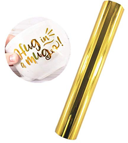 MESOAR Holographic Rose Gold Silver Chrome Vinyl Adhesive Permanent Sheet Gloss Metallic Craft Vinyl for Silhouette Tumblers Cameo Craft Cutter Cricut,12inch by 60inch (Gold)