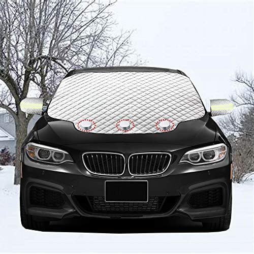 Auto-Sonnenschutz für die Windschutzscheibe – Kühlmatte mit Seitenspiegelabdeckungen und Reflexstreifen, Hitzeschutz für die Heckscheibe mit Magneträndern (147 × 120 cm)