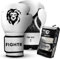 FIGHTR Guantes de Boxeo, Ideales para Estabilidad y Fuerza de Impacto, Guantes de Boxeo para Boxeo, MMA, Muay Thai, Kickboxing y Artes Marciales, Incluye Bolsa de Transporte (Blanco/Negro, 14 oz)