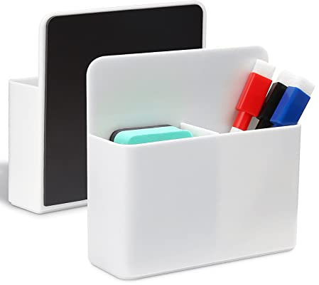 Sinofort Magnetic Marker Holder, Dry Erase Marker Holder, Whiteboard Pen Magnetic Holder with Pen and Blackboard Brush for School Office Home Whiteboards Refrigerator(White)