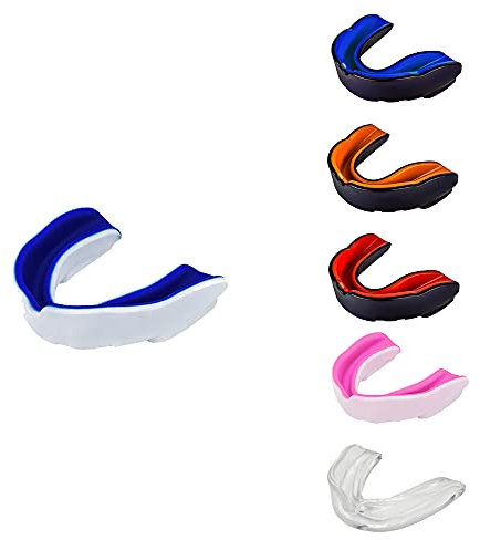 Mundschutz Erwachsene Jugend & Junior für alle Kontaktsportarten Mundschutz Boxen, MMA, Gum Shield Rugby, Fußball, Lacrosse, Hockey(Blau/Weiss, Erwachsene über 11 Jahre)