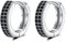 Kleine Silber Creolen Ohrringe für Damen Herren | 925 Sterling Silber Post Doppel-Reihe 5A Zirkonia Huggie Creolen Knorpel Helix Ohrringe, Piercings Schmuck (schwarz-10mm)