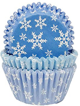 Anniversary House 75 Schneeflocken-Cupcake-Förmchen zum Backen, Backförmchen aus strapazierfähigem, fettdichtem Papier, J176, Blau