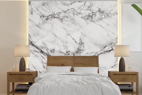 MuchoWow Papier peint Marbre - Gris - Paillettes Papier peint photo 240x240 cm Papier peint imprimé