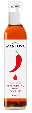Huile extra vierge aromatisée au piment - Produit 100% italien - Huile d'olive de catégorie supérieure - Extrait à froid - Haute Qualité Fratelli Mantoue depuis 1905 (Piment)