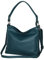 AmbraModa GL35 - Damen Handtasche Schultertasche Umhängetasche aus genarbtem Rindsleder (Dunkeltürkis)