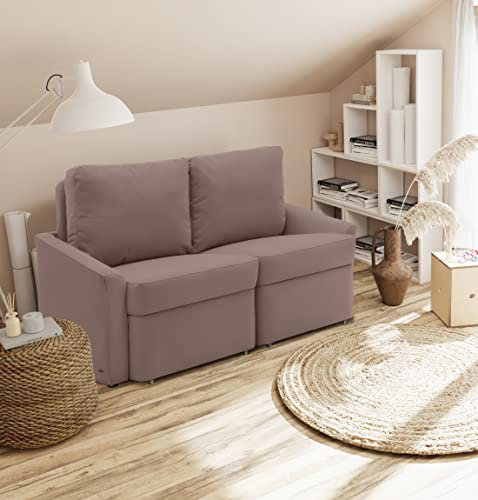 DOMO. collection Sofa Relax, 2-Sitzer Dauerschläfer, Boxspring Couch mit Schlaffunktion, Schlafsessel, Gästebett, Schlafsofa 168 x 96 x 86 cm (BxTxH), Taupe