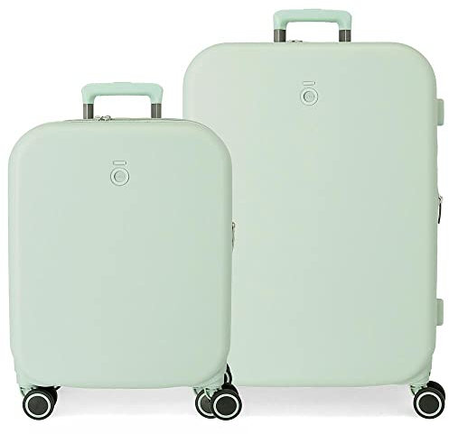Enso Annie Green Kofferset 55/70 cm starres ABS integrierter TSA-Verschluss 116L 7,54kg 4 Doppelrollen Handgepäck