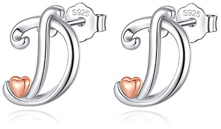 CELESTIA Orecchini Bambina Anallergici Donna Orecchini con Iniziale Punto Lucea Argento 925 Oro Rosa Idee Regalo x Lei
