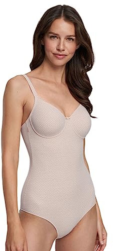 Susa Body mit Bügel Montreal I Softer Damenbody aus Nyon I Elastischer Bodysuit mit hohem I Gefütterter Schritt I Mit Häkchenverschluss I beige I 80E