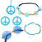 Hippie Kostüm Set Retro Hippie Accessoires Vintage Ankleidezubehör 60er 70er Jahre Kostüm Zubehö Hippie Partyzubehör Inklusive Vintage Brille Stirnband Halskette Ohrringe für Frauen (Hellblau)