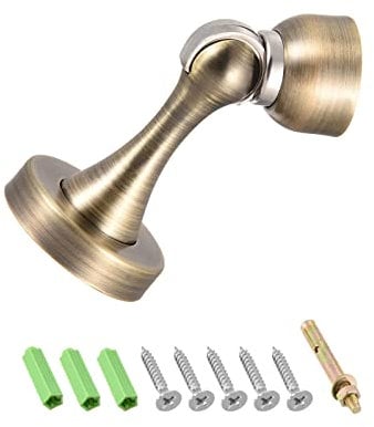 METALLIXITY Magnetic Door Stop (3.07x1.85) 1pcs, Stainless Steel Door Magnetic Catch with Screws - for Home Hotel, Furniture Decoration, Brass Tone