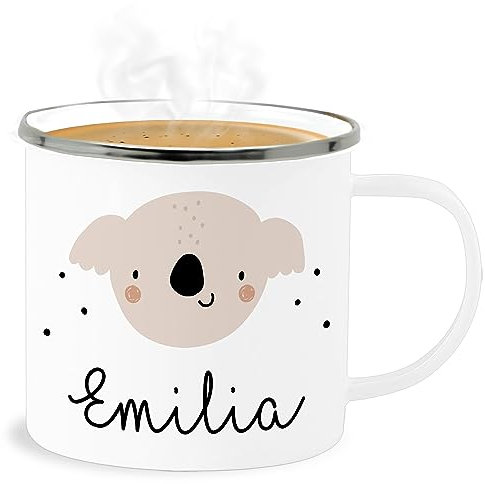 Emaille Becher Blechbecher - Süßer Koalabär Koala Koalas - 300 ml - Weiß Silber - geschenke tasse