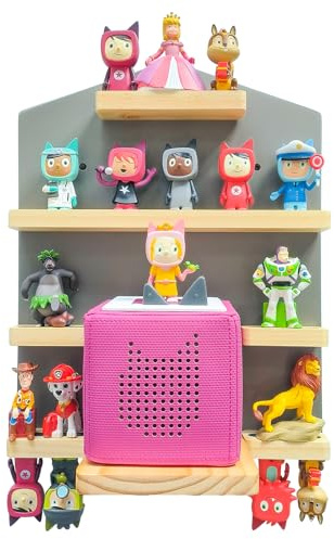 Chedin Magnetisches Wandregal lagerregal für Toniebox, Toniebox Regal mit Platz für 10 Tonie Hörfiguren, Dekorieren Sie das Kinderzimmer für Kinder zum Spielen und Sammeln Shelf (H - Grau)