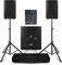 VONYX VSA08BT 8 Active PA System Package with 15 Subwoofer, Studiomaster CLUBXS8 Mixer, Speaker Stands and Bluetooth - Ideal for DJs, Bands & Church Setups, 1300W