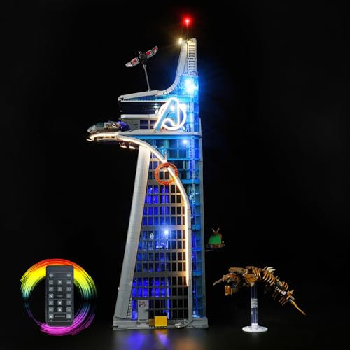 cooldac Led Licht Kit Kompatibel mit lego 76269 Marvel Avengers Tower Set (Nur Beleuchtung, Kein Modell), Fernbedienung Kreative Dekorlichter Set Kompatibel mit lego 76269 Marvel Avengers Tower.