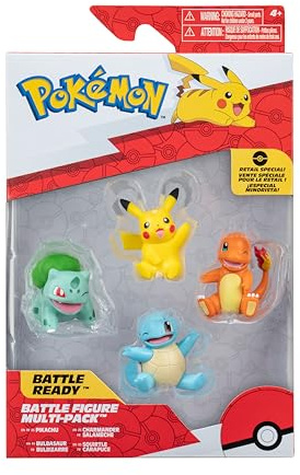 Bizak Pokemon Pack 4 Minifiguren Kanto, Pikachu, Bulbasaur, Squirtle und Charmander, offizielles Lizenzprodukt, Fans der Anime-Serie Sammler und für Kinder ab 4 Jahren (63222977)