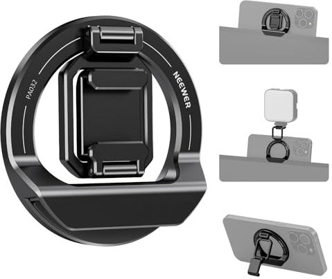 NEEWER Foldable Continuity Camera Mount with Cold Shoe for MagSafe iPhone 16 15 Pro Max Plus 14 13 12 MacBook Air 13/15 M2, MacBook Pro 14/16 M3 Series, MacBook Pro 14/16 2021, PA032