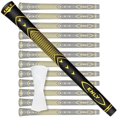 KNLY Golfschlägergriffe, 13 Stück, hohe Traktion und hohe Rückmeldung, Gummi-Golfschlägergriffe mit Anti-Rutsch und Allwetter-Leistung, 13 Griffe mit 15 Bändern und 13 Griffen, mit allen