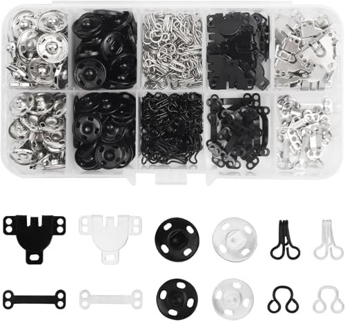 100 Stück Haken- und Ösenverschlüsse in 3 Ausführungen zum Nähen von Kleidung, 50 Paar Verschlüsse für Kleidung/Kleid & Nähverschlüsse, Ösenhaken für Rockhosen, Befestigung von aufnähbaren Druckknöpfe