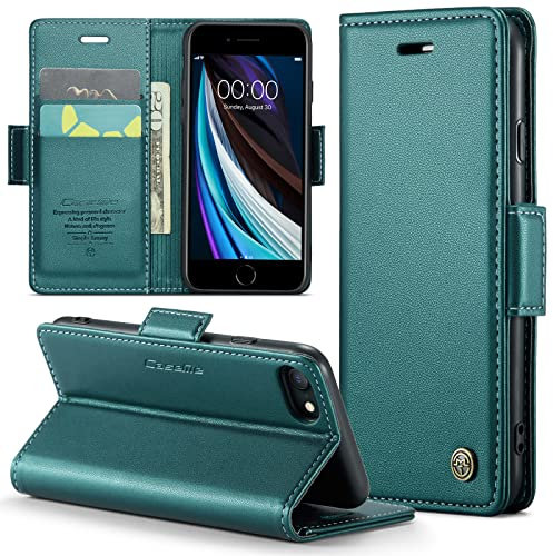 Phernykas Cover for iPhone SE 2020/2022 & iPhone 8/7/6 Wallet Case with Card Holder, Kickstand RFID Blocking Magnetic Closure Shockproof Protective PU Leather for iPhone SE2 Flip Case Wallet - Green