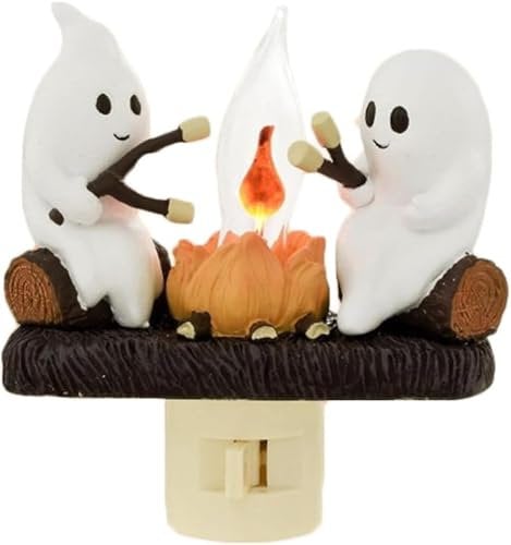 TimoBifu Luce notturna tremolante con fantasma, luce notturna a LED 3D con finto braciere, lampada da falò fantasma di Halloween, luce notturna per camera da letto, decorazione per interni, regalo per