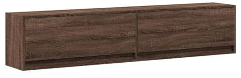 vidaXL - TV Wall Cabinet with RGB LED Lights/Floating TV Stand 180 x 31 x 38 cm/Engineered Wood - Brown Oak - Modern Style