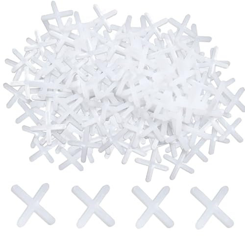 IGXX 500 Pcs Tile Spacers,3mm Tile Spacers,Decorative Tile,Wall Floor Tile Plastic Cross Spacer,White Tile Spacers,Slab Spacers for Tile Fixing Mat Road Mat Garden Slab Tile Leveling