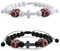 WANDIC 2 PCS Cross Prayer Bracelet Stretch Adjustable Bead Bracelet with Pull Rope Rugby Design Stone Handmade Jesus Prayer Presents for Men Woman