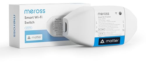 Meross Interruptor Inteligente Matter, 16A Interruptor WiFi con Matter Simple Setup (MSS) y Monitoreo de Energía, Universal DIY Compatible con Apple Home, Alexa y Google Home
