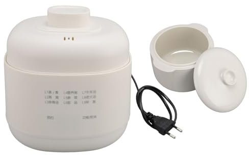 Mini Electric Eintopftopf 200W 1l Keramik Suppe Brei Kocher Anti Trockenbrand Kleiner Slow Cooker mit Timer Deckel für die Heimküche (EU -Stecker 220 V)