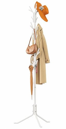 Coat Stand With 21 Hooks 182 cm Antler Hook Coat Rack Free Standing 3 Tier Coat Tree Metal Clothes Hats Stand For Entryway/Hallway/Bedroom/Office White
