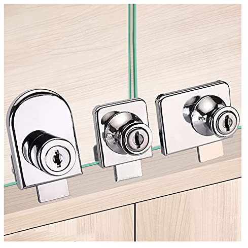 Serrature in vetro senza fori per la casa, vetrine, vetrine, porte, in lega di zinco, cilindro scorrevole in vetro, strumento hardware (48 x 35 mm)