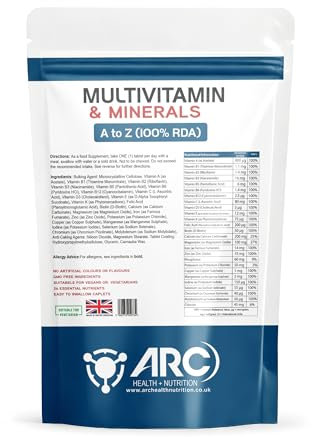 Multivitamins & Minerals - 120 Vegan Multivitamin Tablets - Multivitamin Tablets for Men and Women with 27 Essential Active Vitamins & Minerals - Like Iron, Zinc, & Vitamin D Nutritional Supplement