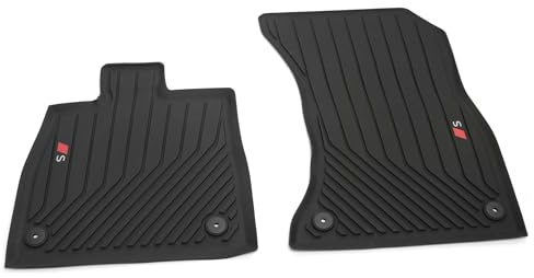 Audi 8MB061221A Gummi Fußmatten Premium Allwetterfußmatten S-Logo 2X Gummimatten vorn, schwarz, mit Audi Sport Raute in rot