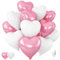 Gleemix 12 Stück Rosa Weiß Herzballons, 18 Zoll Herz Folienballon, Folien Herzform Helium Luftballons, Herzluftballons Geeignet für Verlobung Heiratsantrag Deko Hochzeit Valentinstag Geburtstagsdeko