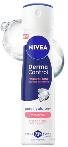 NIVEA Derma Control Natural Tone Damen Antitranspirant 72h Schutz Spray mit Vitamin C 150ml
