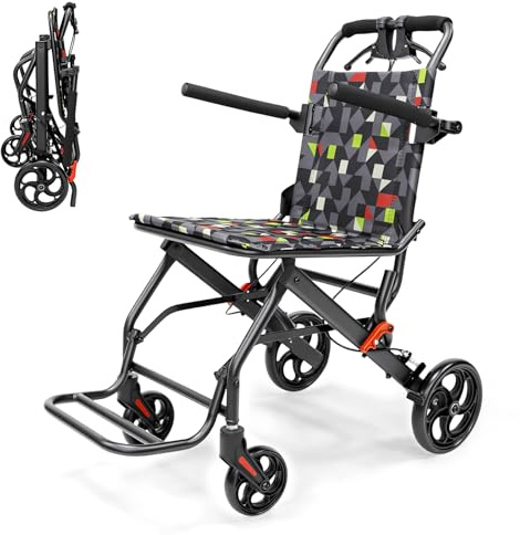 Inyanpower Fauteuil Roulant de Transfert Pliable et Ultra-Léger (7,5 kg)-Assise 39 cm - Chaise roulante Compact et Ultra-Étroit - Idéal pour les voyages et l'intérieur -Jusqu'à 100 kg (IN-A068)