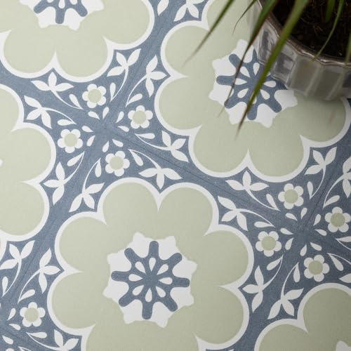 30.48cm X 30.48cm DAPHNE SAGE GREEN peel and stick vinyl floor tiles (FP6538)
