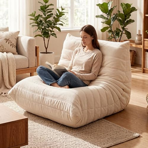 Sitzsack, Fireside Togo-Sessel, Großes Lazy-Floor-Sofa Für Erwachsene Und Jugendliche, Sitzhöhe 35cm, Ergonomischer Fireside-Lounge-Sessel, Aus Einem Stück Geformt/vollständig Mit Schaumstoff Gefüllt