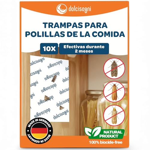 Antitarme Alimentari – 10 fogli - Senza Biocidi - Adesivo per Farfalline Dispensa - Made in Germany - Anti Farfalline del Cibo - Protegge la Dispensa in modo Semplice - Anti Tarme Alimentari
