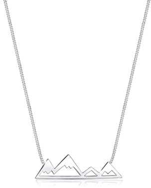 Elli Halskette Silber 925 Berge Alpen Cut-Out Anhänger Kette Damen Schmuck Geschenke für Frauen Mädchen Mama Freundin, Abenteurer Silberkette Länge 45 cm