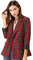 Allegra K Blazer Formel Double Boutonnage à Carreaux pour Femme Rouge Vert S