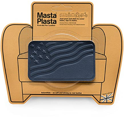 MastaPlasta Self-Adhesive Premium Leather Repair Patch - Navy Flag 10cm x 6cm (4in x 2.4in). Your Instant Stick-On Repair and Decoration for Sofas, Car Seats, Handbags, Jackets & DIY