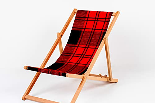 Merino Wool Faltbarer Liegestuhl Sonnenliege Klappbar Gartenliege Rückenlehne Hölzerner Strand Stuhl Möbel Zubehör, Gartenliege aus Holz Relaxliege Strandstuhl (1, Scottish Tartan)