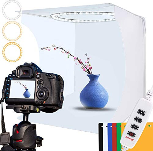 DUCLUS Lichtzelt Fotobox 30x30 cm, Tragbare Lichtbox Fotostudio mit Dimmbare 88 LED Beleuchtung + 6 Hintergrund zum Fotografieren Mini Produkt/Schmuck/Kollektion Modelle...