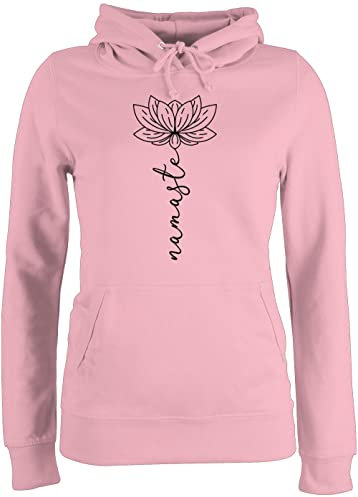Shirtracer Pullover Damen Hoodie Frauen - und Wellness - Namaste Lotusblüte I Geschenk Yoga - XXL - Hellrosa - Sweater mit sprüchen Yoga+Pullover+Damen Meditation Lotus Hoody Blumen Kapuzenpullover