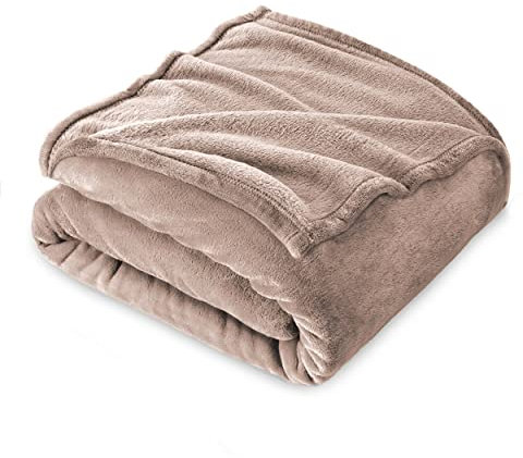 FARFALLAROSSA Coperta Plaid Pile, Coperta Divano 130 x 160 cm Flanella, Coperta Letto Singolo Calore Morbida - Beige