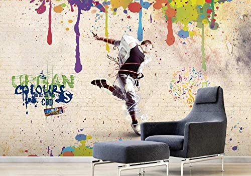 Papel Pintado Pared Graffiti De Pared De Ladrillo De Baile Callejero Juvenil Mural Infantil Fotomurales 3D Papel Tapiz Decorativos-400cmx280cm