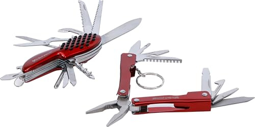 BGS Diy 50632 | Multifunktions-Werkzeug-Satz | rostfrei | 2-tlg. | Taschenmesser 11-in-1, Länge 90 mm | Multi-Tool 8 in 1, Länge 70 mm | klappbar | mit Ringhalter